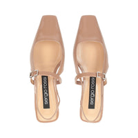 Slingbacks plates à strass en cuir - Bright Skin