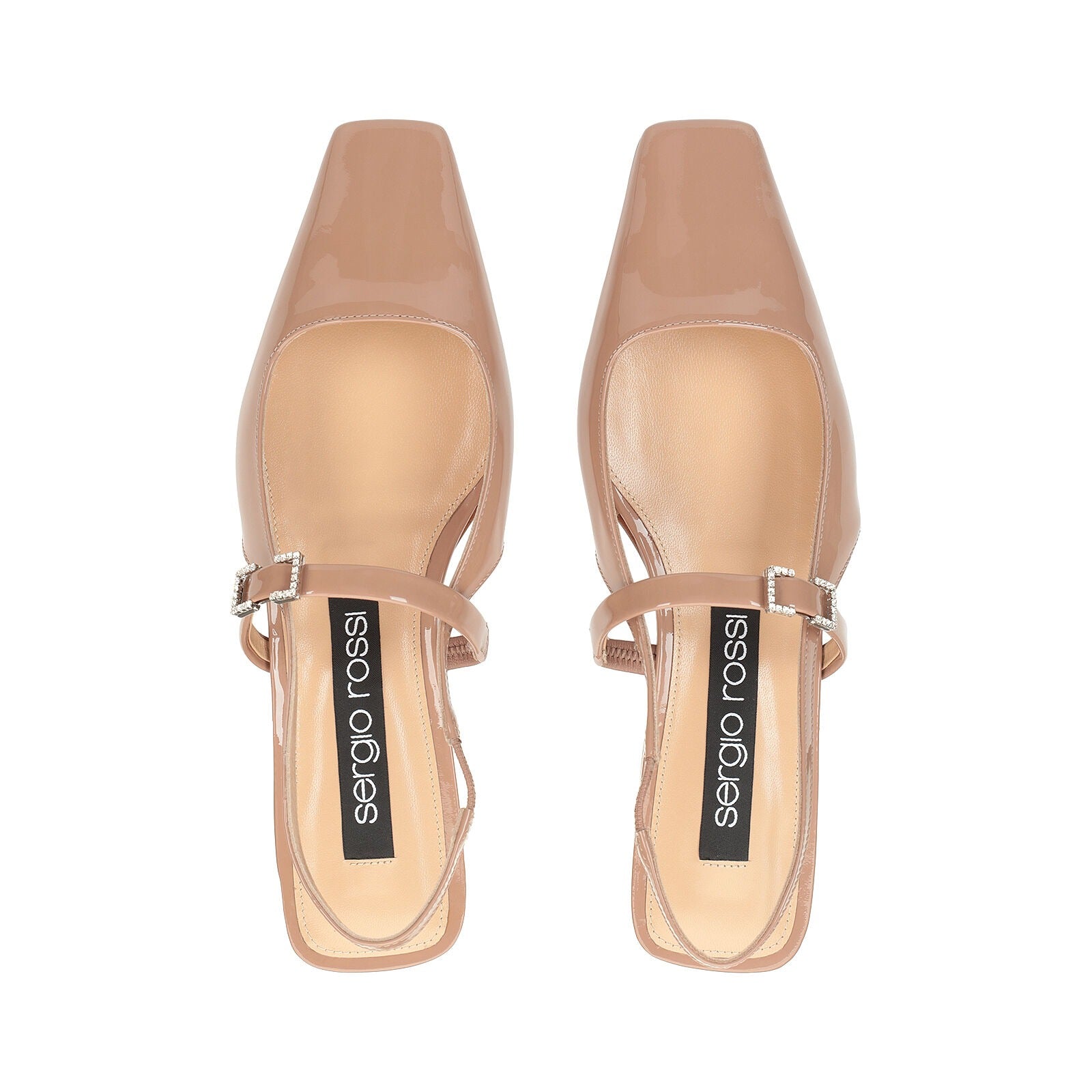 Slingbacks plates à strass en cuir - Bright Skin