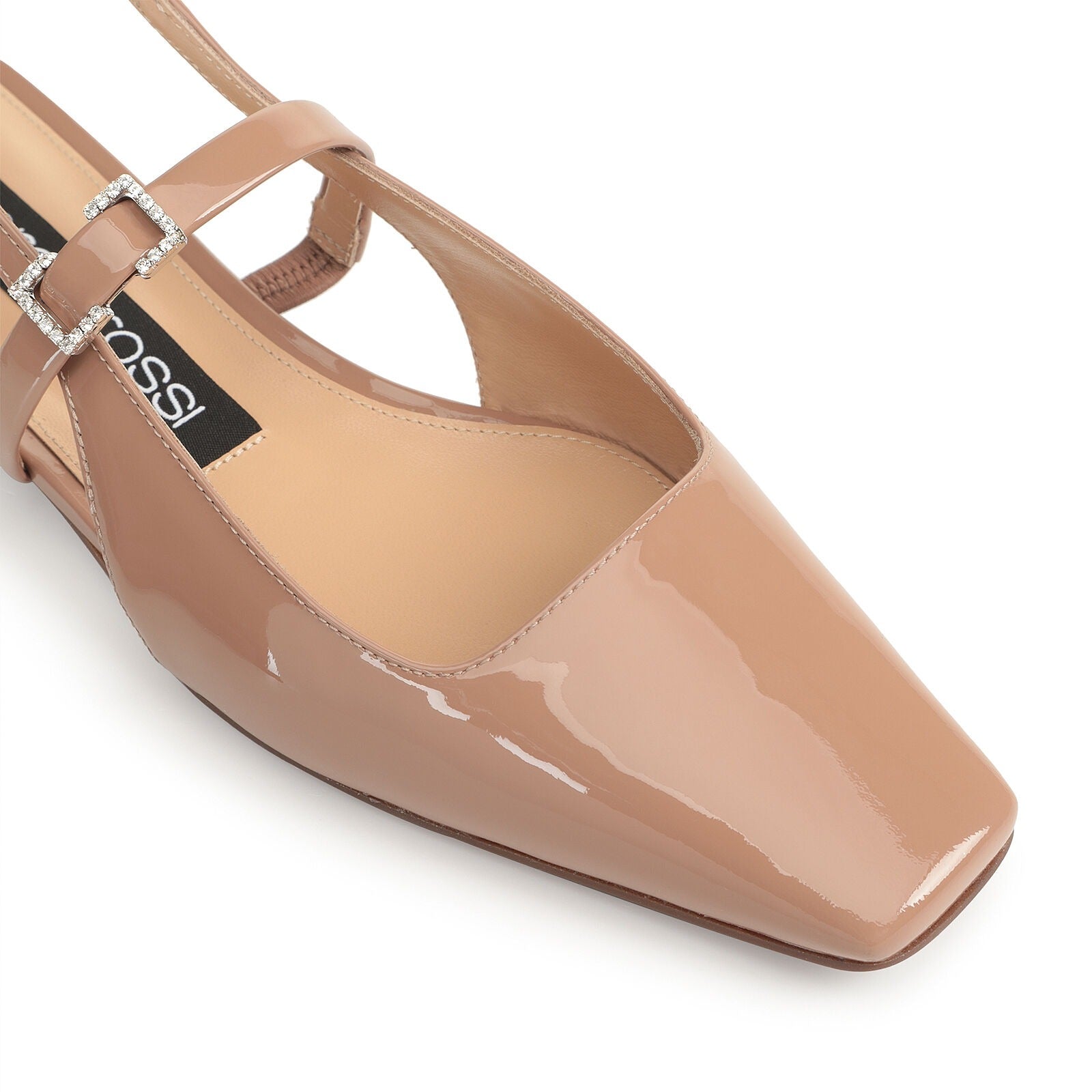 Slingbacks plates à strass en cuir - Bright Skin