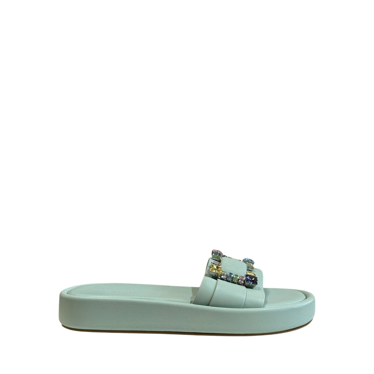 Mules plates ornées de strass en cuir - Agave