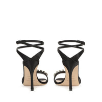 SANDALES EN SATIN EN CRÊPE GODIVA + BRODERIE DE CHAÎNE STRA