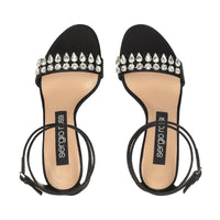 SANDALES EN SATIN EN CRÊPE GODIVA + BRODERIE DE CHAÎNE STRA