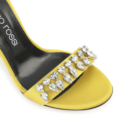 Godiva 90 Heeled Sandals - Chartreuse & Nikel & Crystal