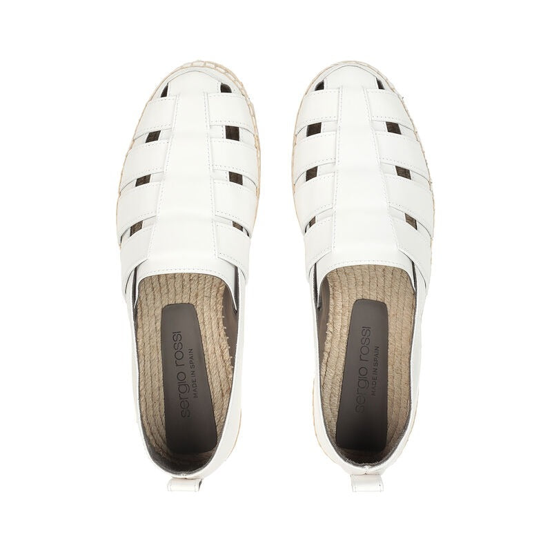Espadrilles tressées en cuir - Bianco