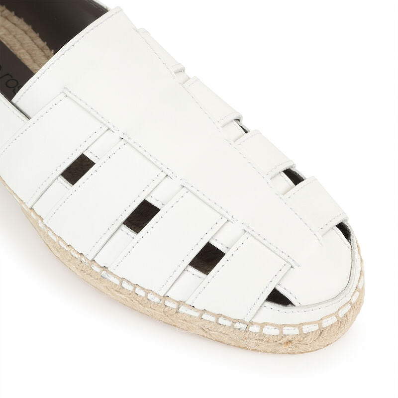 Espadrilles tressées en cuir - Bianco