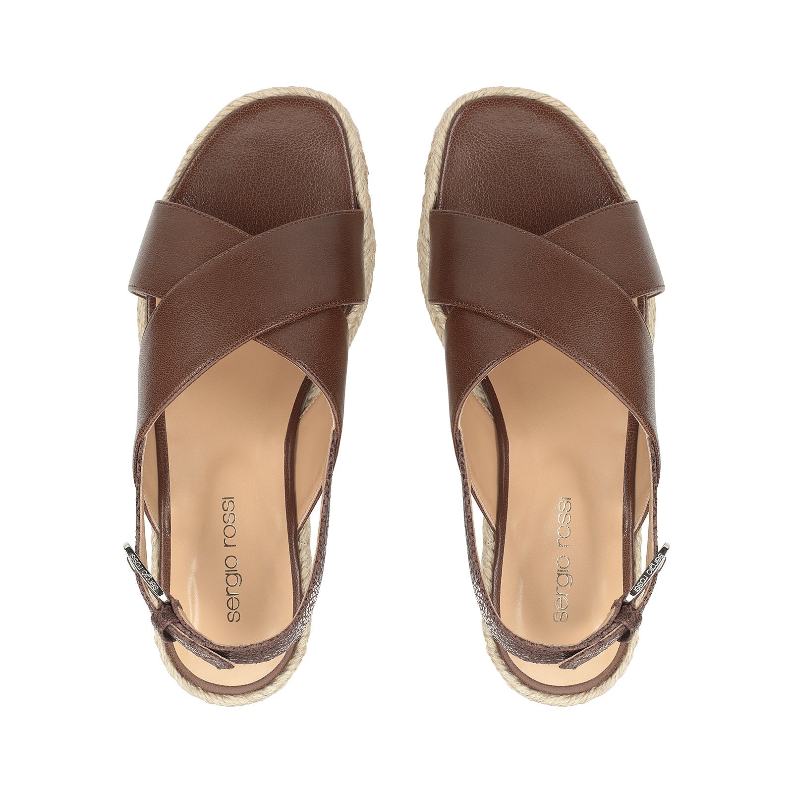 Sandales plates à talons Gruppo A en cuir - Wenge