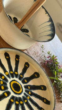 Plat rond bohème en porcelaine - White