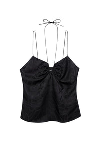 Top Papillon en soie - Black