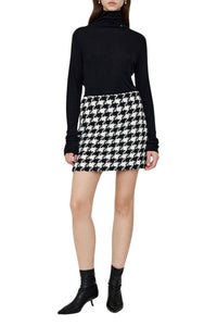 ADA SKIRT - BLACK AND WHITE HOUNDSTOOTH