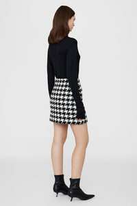 ADA SKIRT - BLACK AND WHITE HOUNDSTOOTH