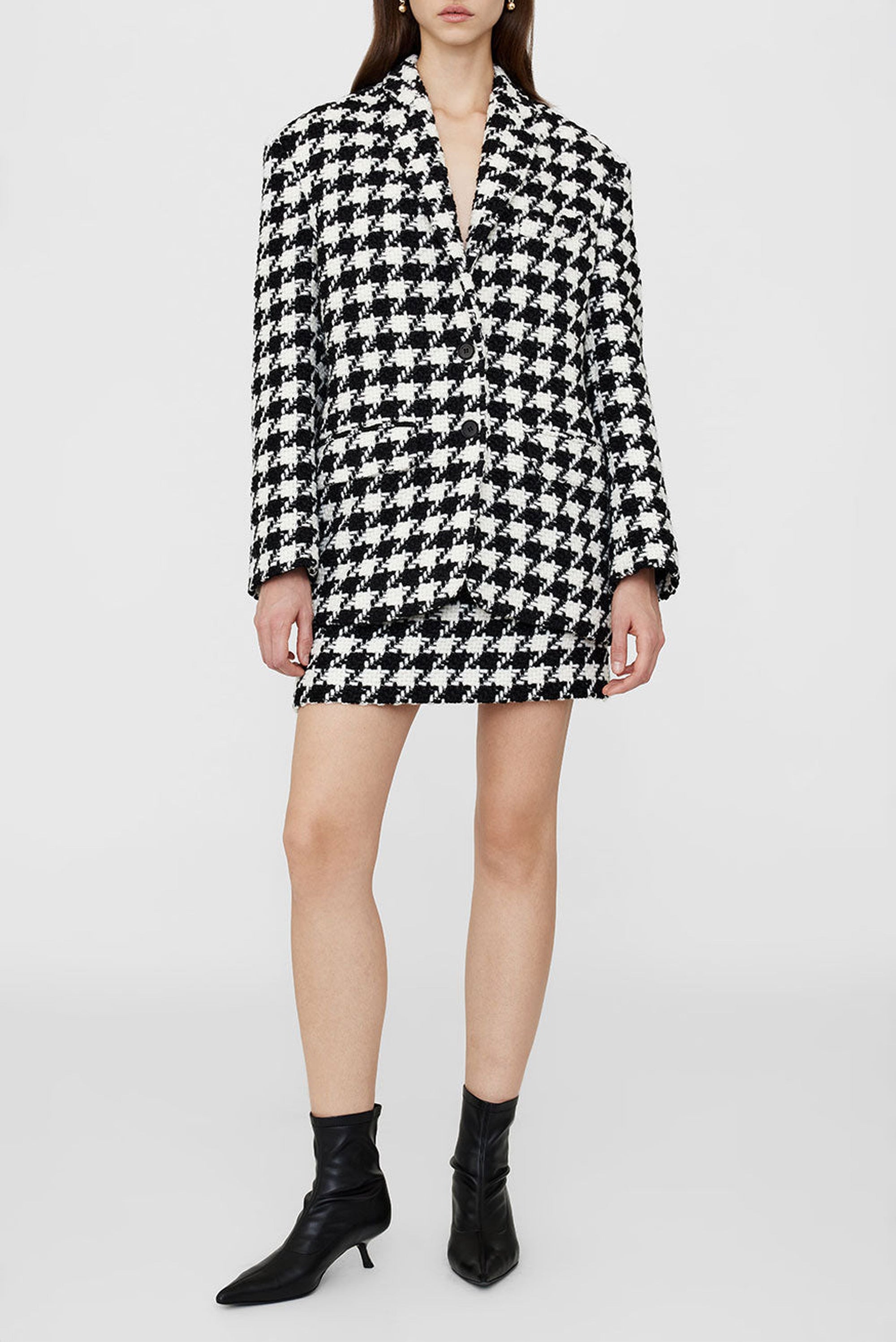 ADA SKIRT - BLACK AND WHITE HOUNDSTOOTH