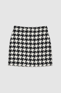 ADA SKIRT - BLACK AND WHITE HOUNDSTOOTH