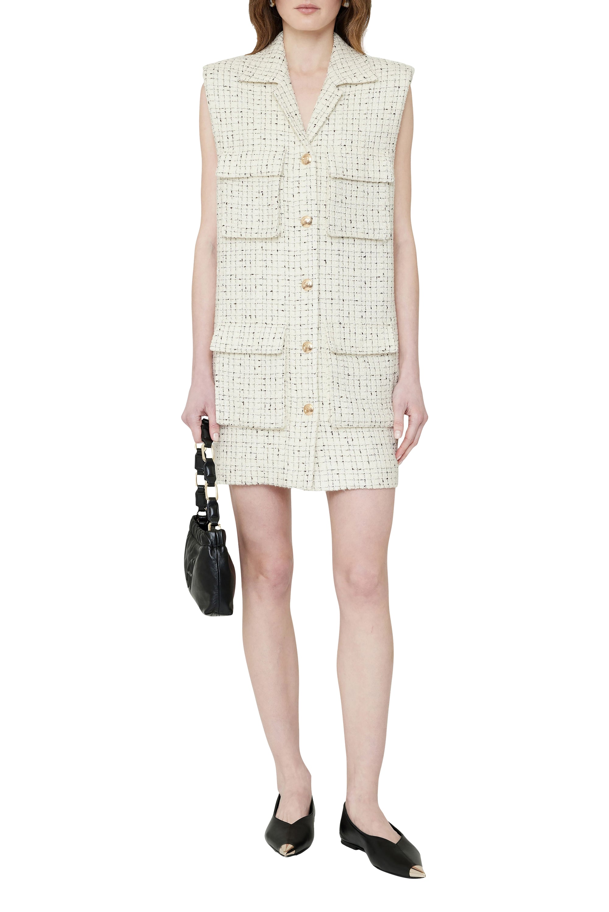 17qty RELIQUAT 120€ / ALDEN DRESS - CREAM AND BLACK TWEED
