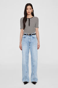 ALESSIA TEE - CREAM AND BLACK STRIPE