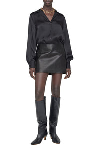 Jupe mini Alina en cuir - Black