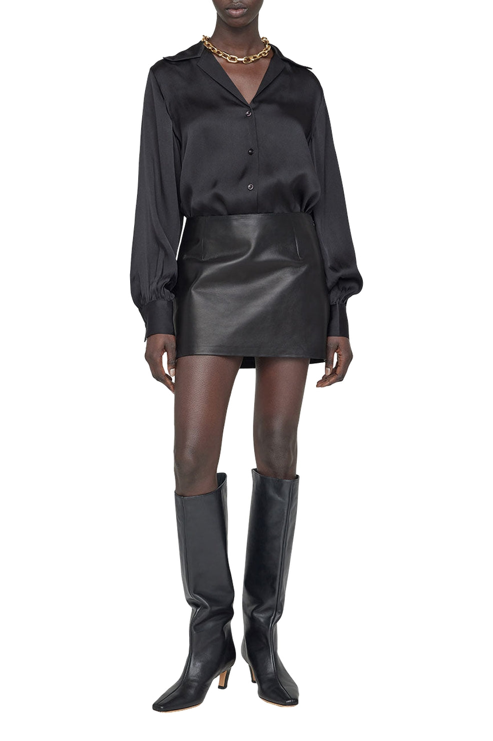 Jupe mini Alina en cuir - Black