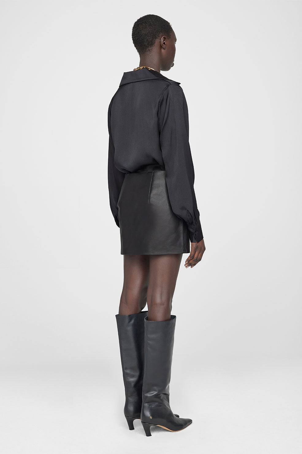 Jupe mini Alina en cuir - Black