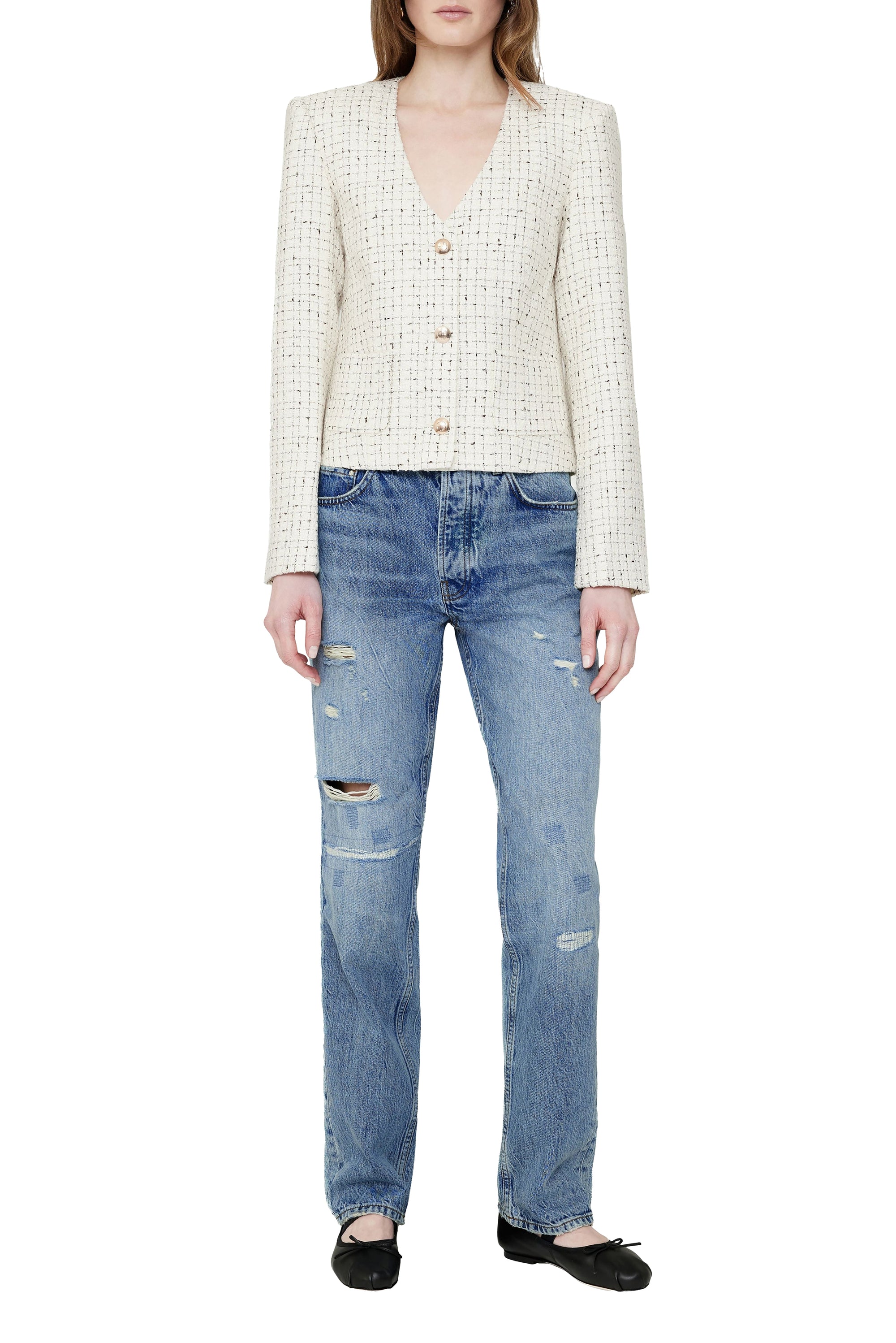 ANITTA JACKET - CREAM AND BLACK TWEED