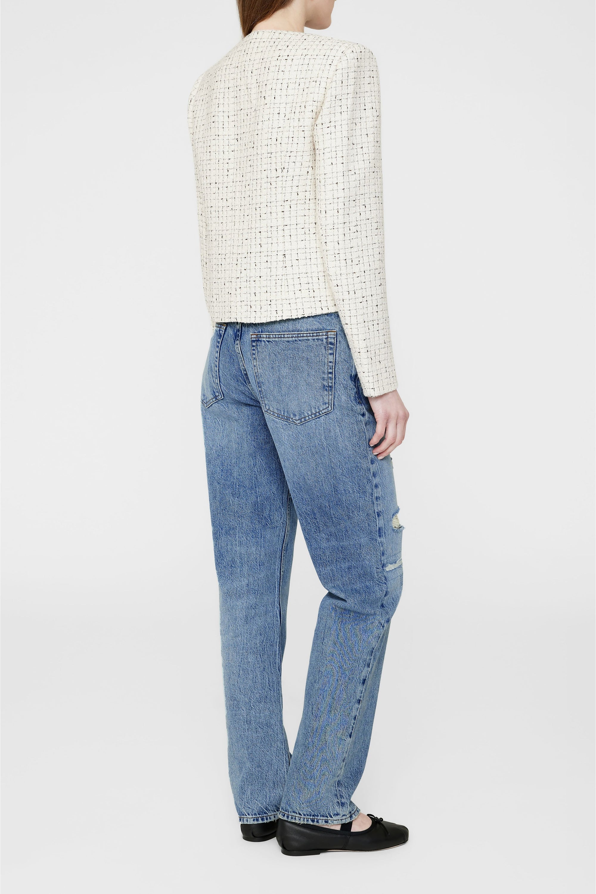 ANITTA JACKET - CREAM AND BLACK TWEED