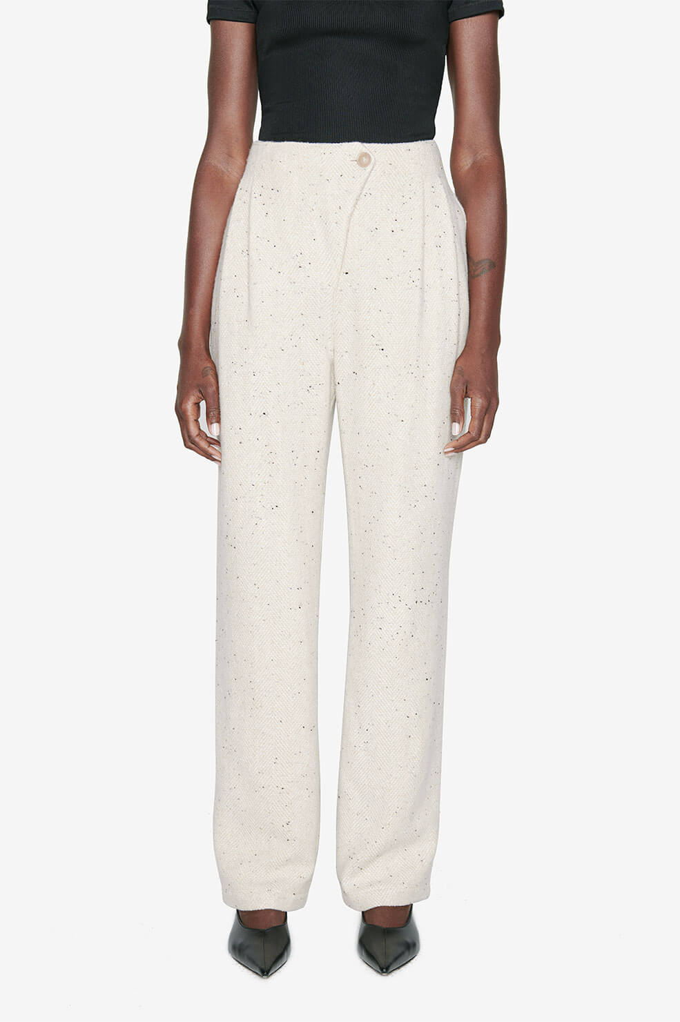 Ari's high-waisted wool trousers - Cream