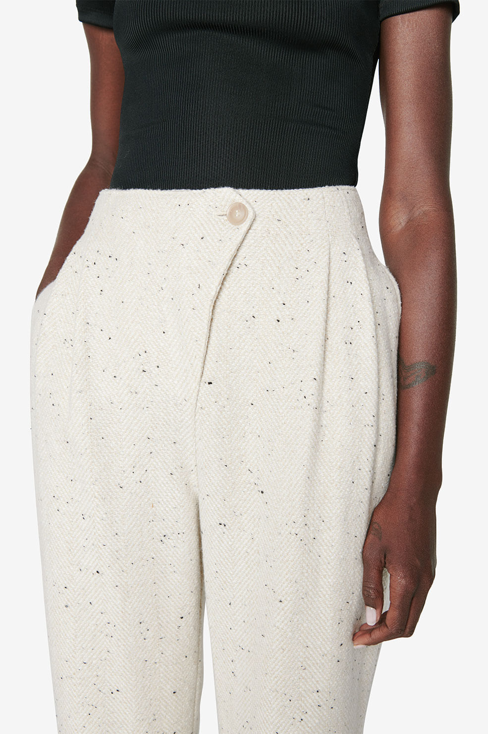 Ari's high-waisted wool trousers - Cream