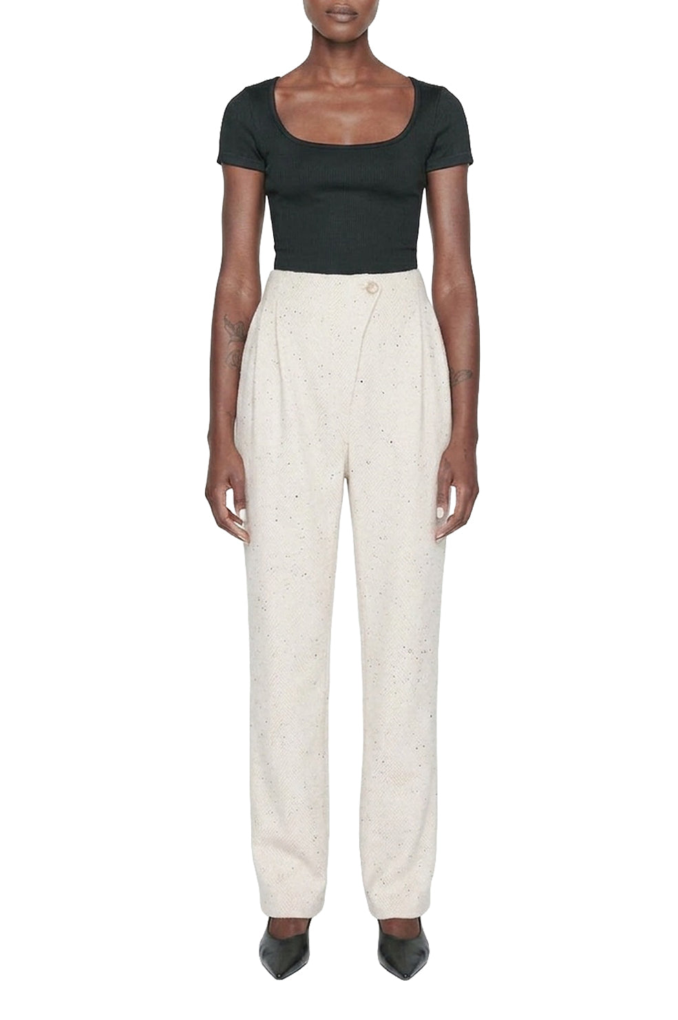 Ari's high-waisted wool trousers - Cream