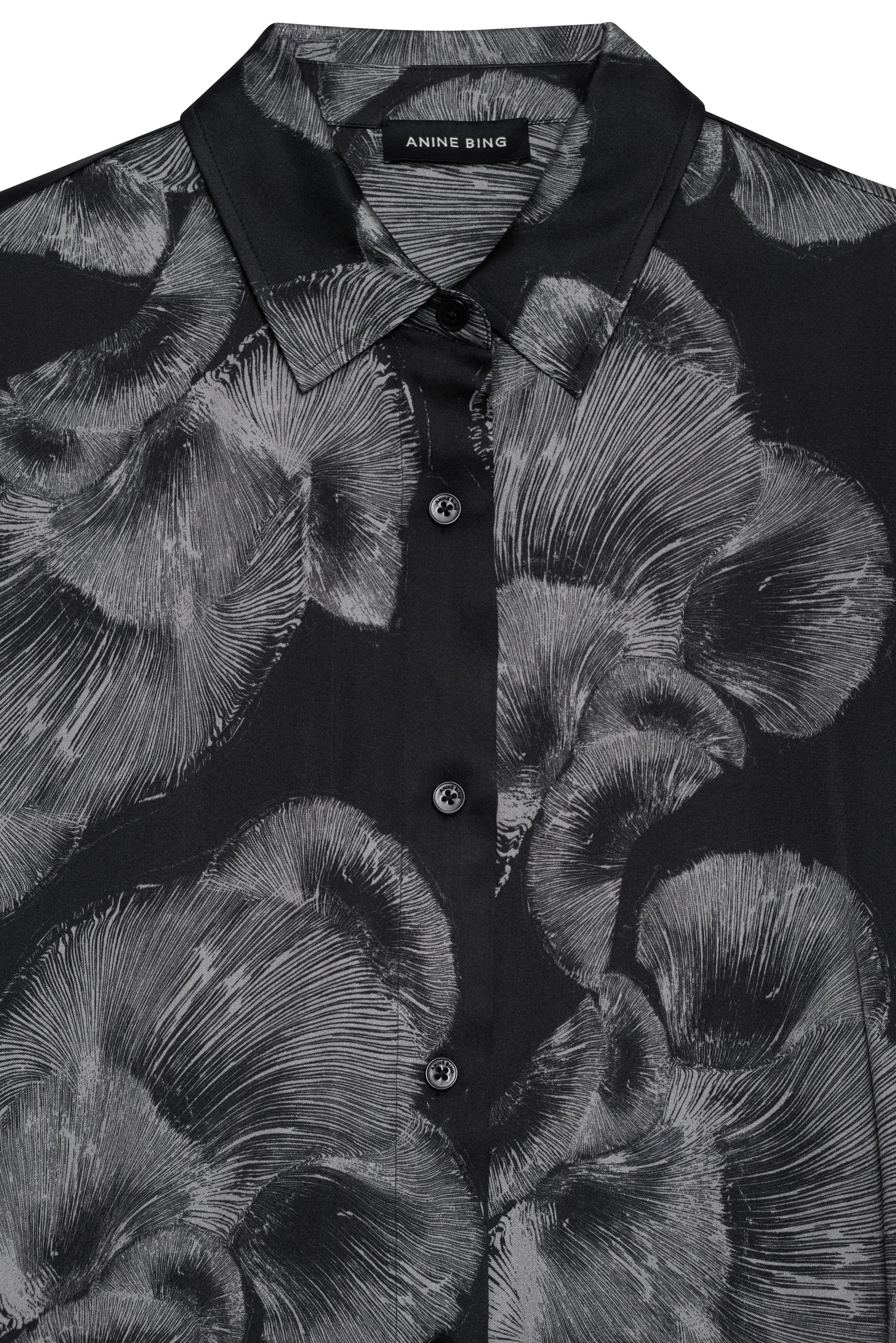 AVALON SHIRT - BLACK MUSHROOM PRINT