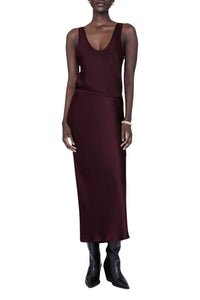 BAR SILK SKIRT - BORDEAUX