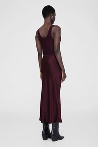 BAR SILK SKIRT - BORDEAUX