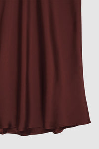 Jupe midi Bar en soie - Burgundy