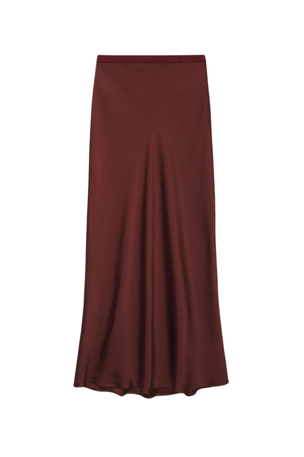 Jupe midi Bar en soie - Burgundy