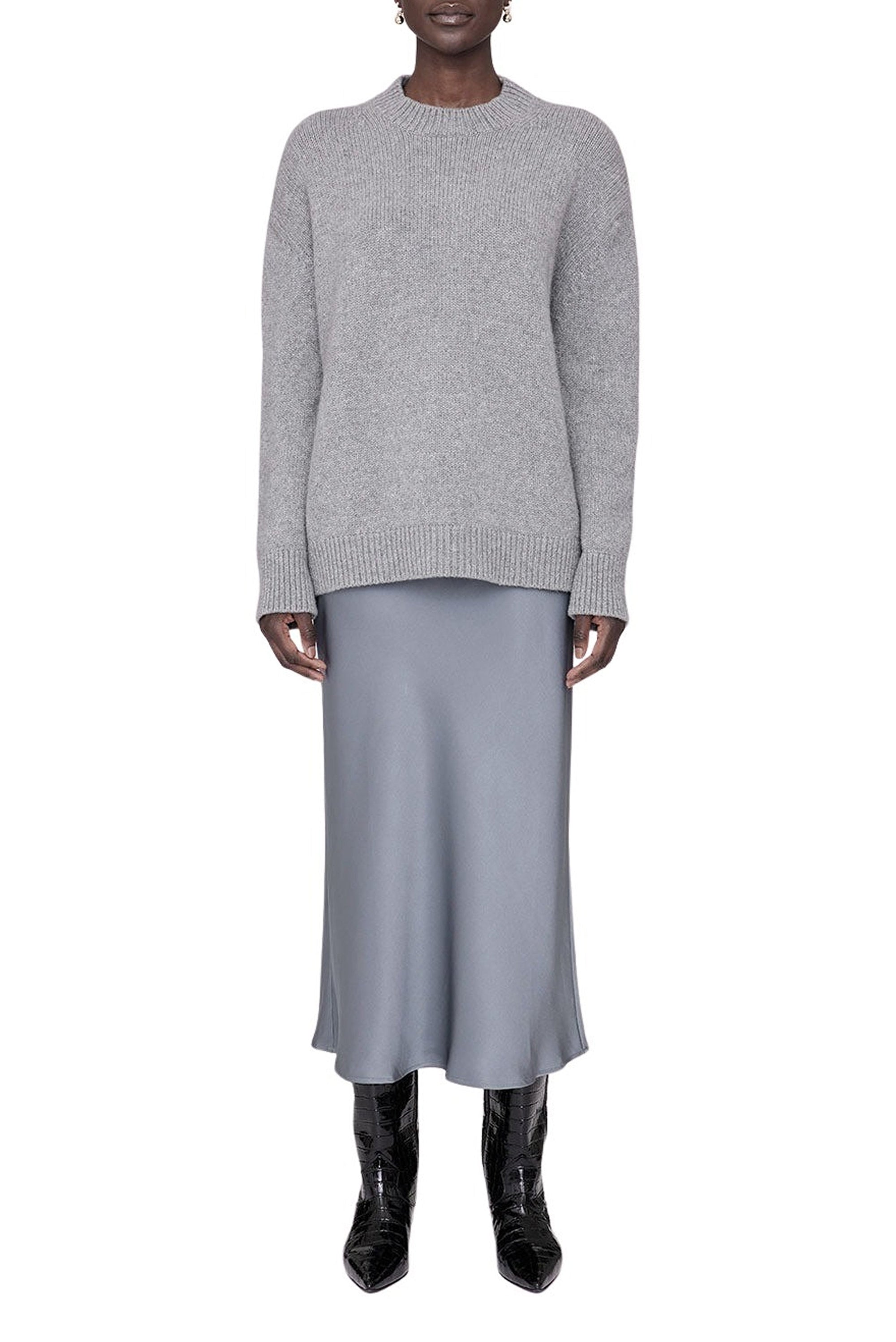 BAR SILK SKIRT - GREY
