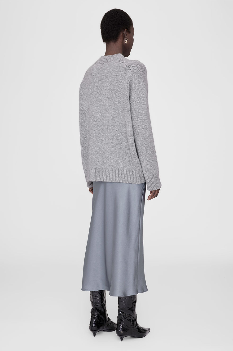 BAR SILK SKIRT - GREY