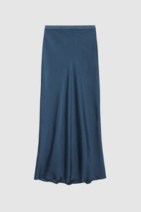 Jupe midi Bar en soie - Navy