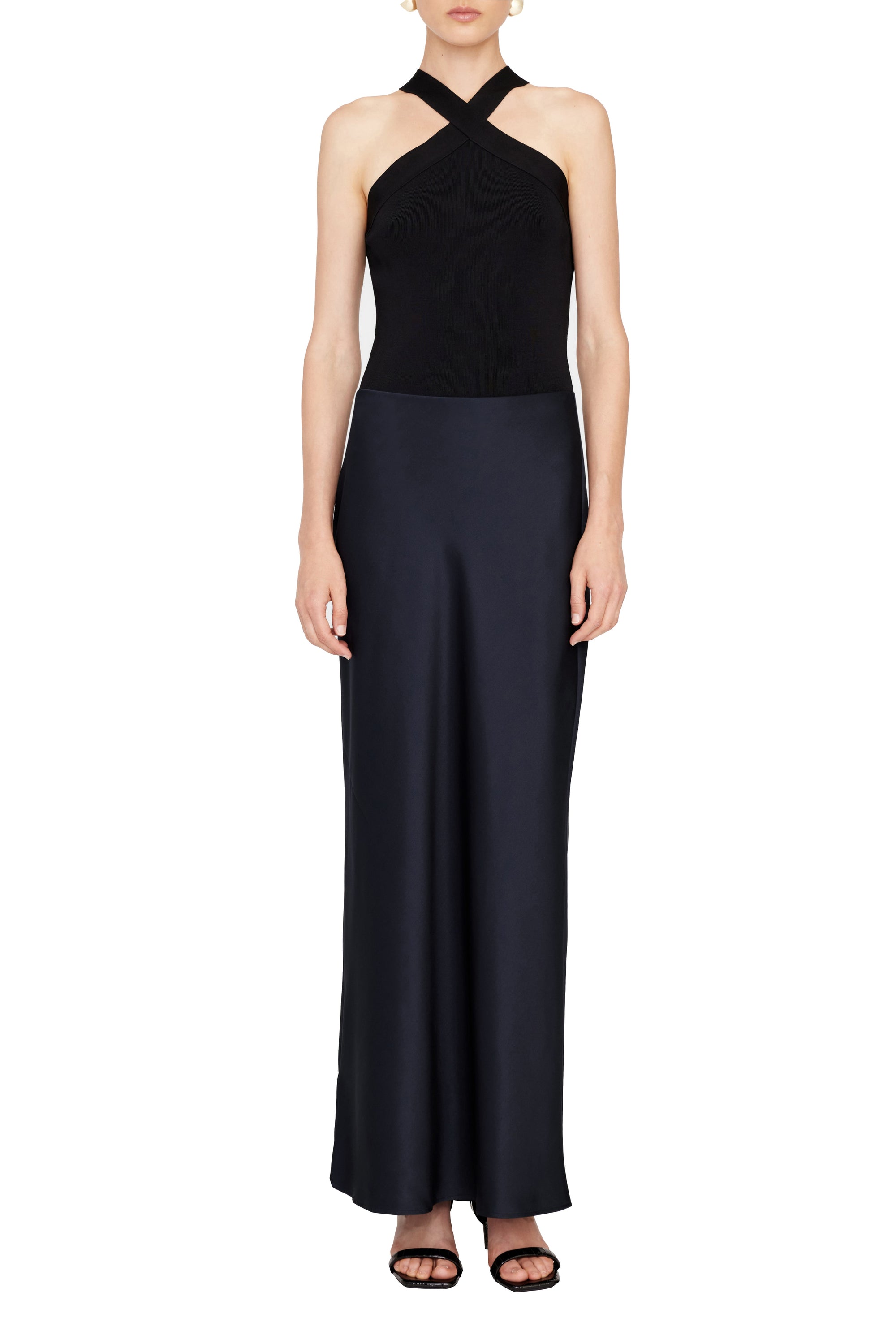 BAR SILK MAXI SKIRT - NIGHT SKY