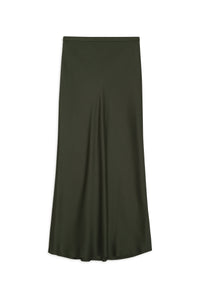 2qty RELIQUAT 95€ / BAR SILK SKIRT - DARK OLIVE