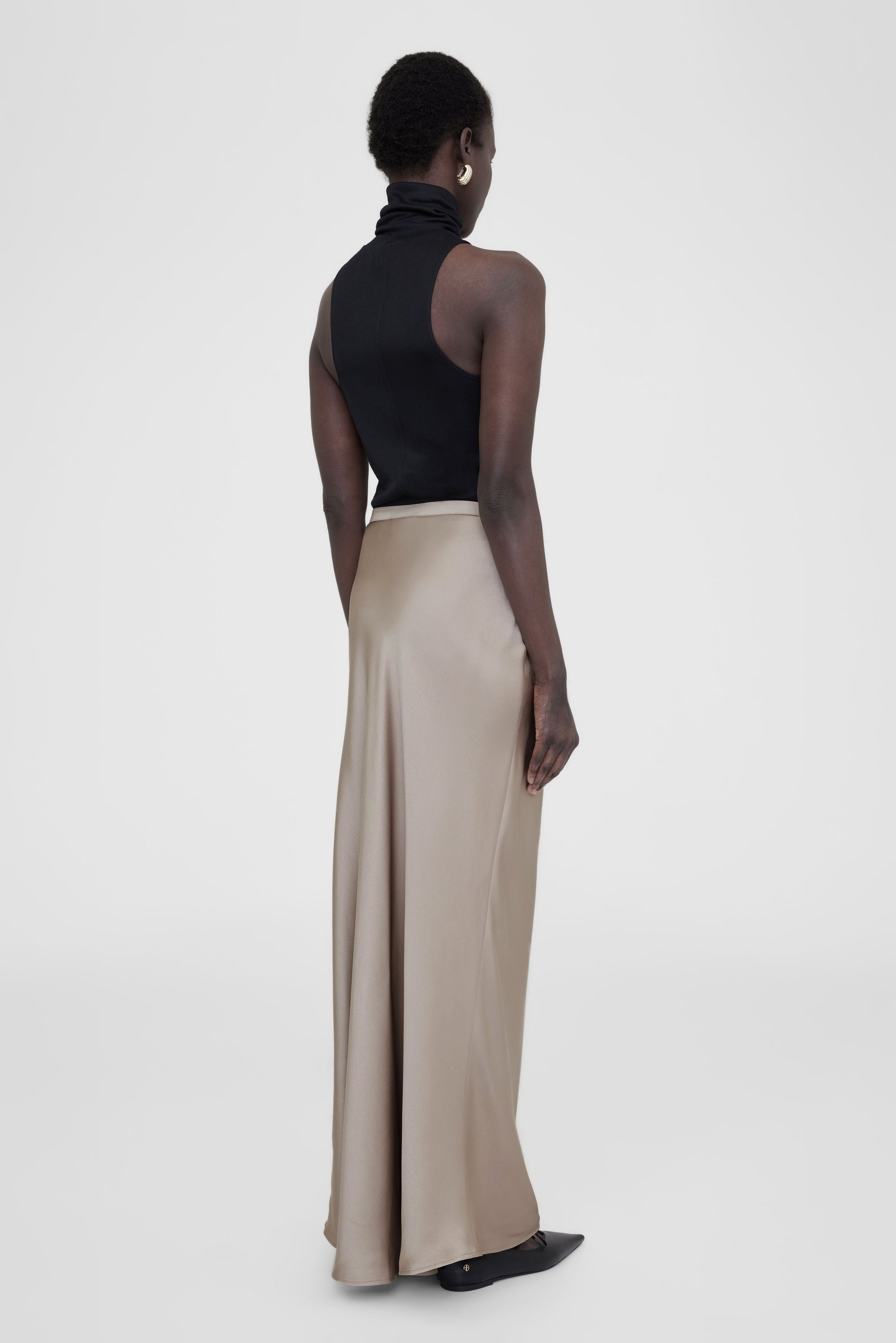 BAR SILK MAXI SKIRT - SAND