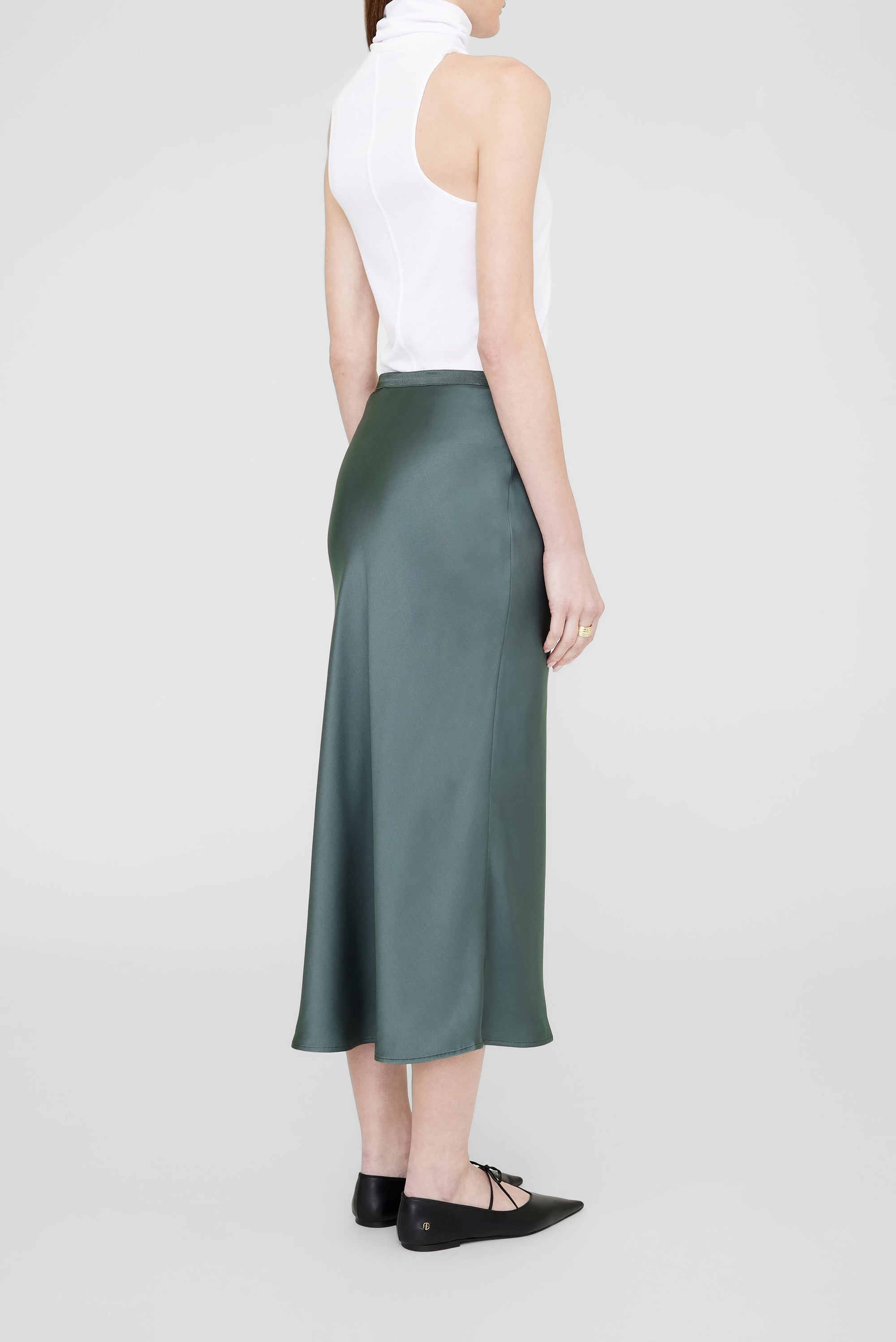BAR SILK SKIRT - DARK SAGE