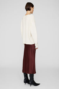 Jupe midi Bar en soie - Burgundy