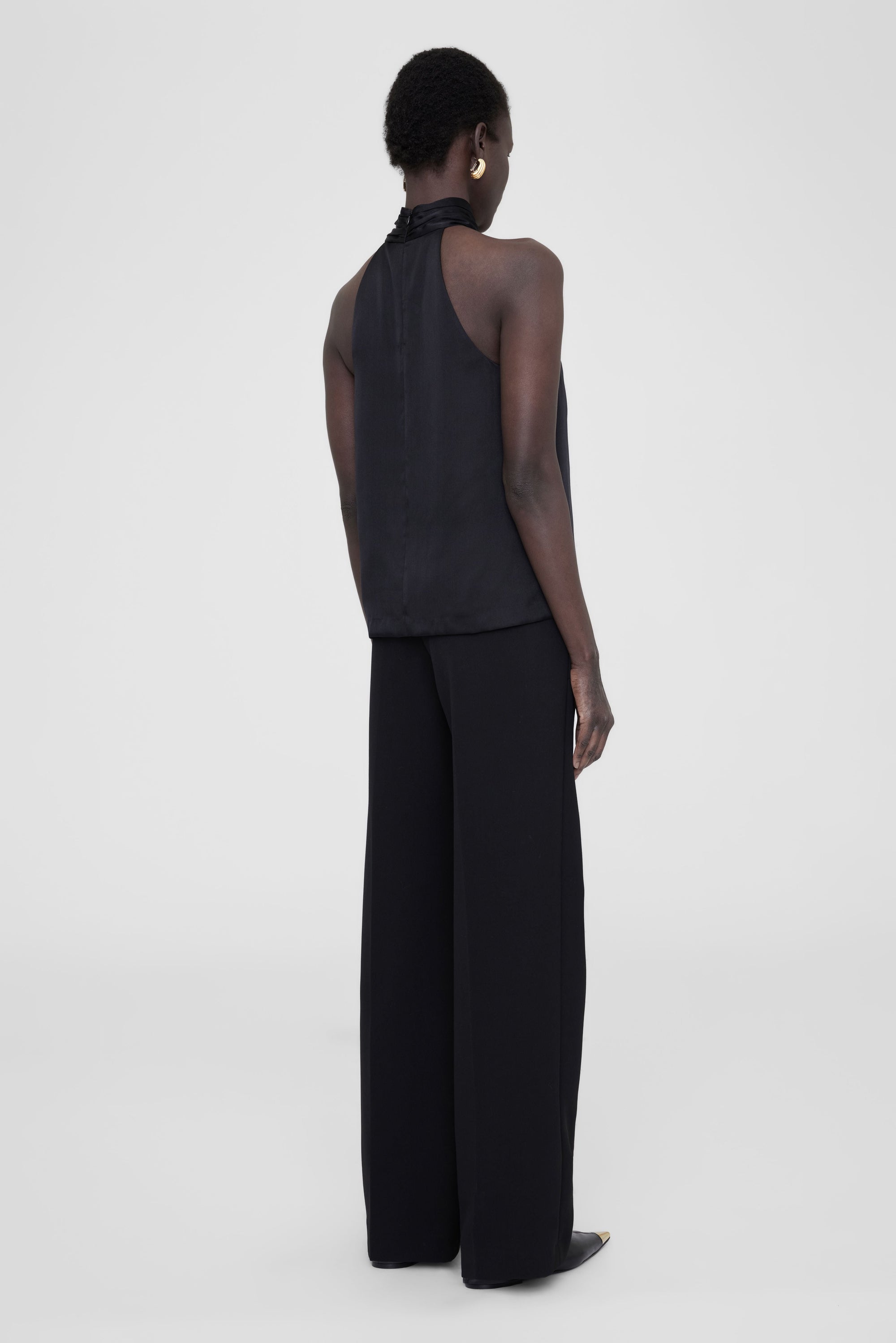 BECCA TOP - BLACK SATIN