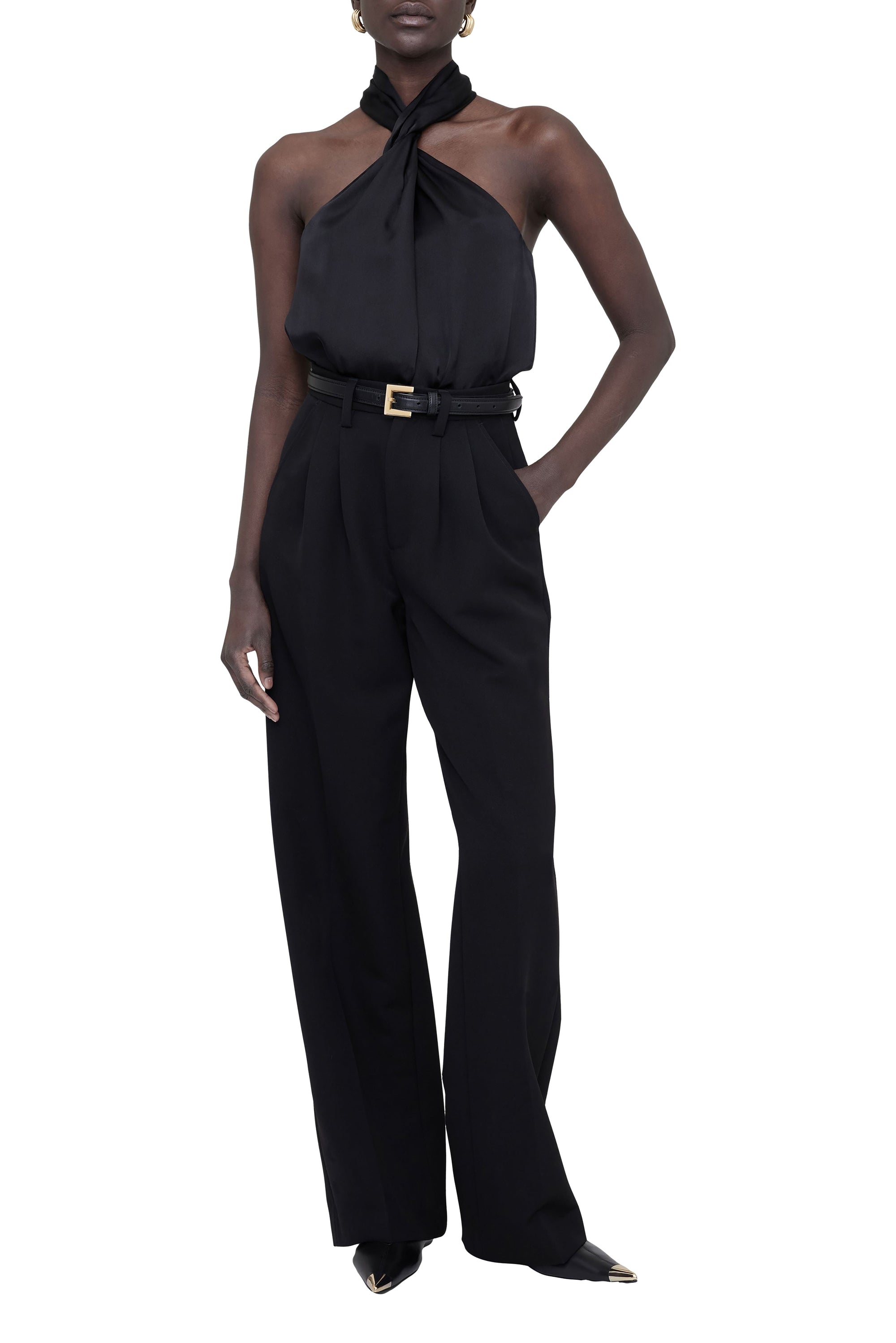 BECCA TOP - BLACK SATIN