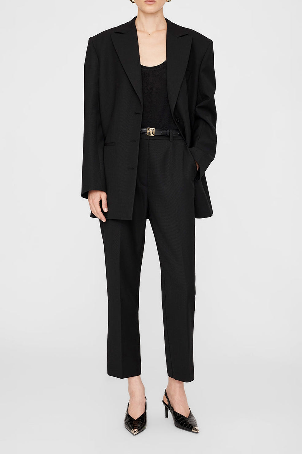 Blaine wool blend high waisted trousers - Black