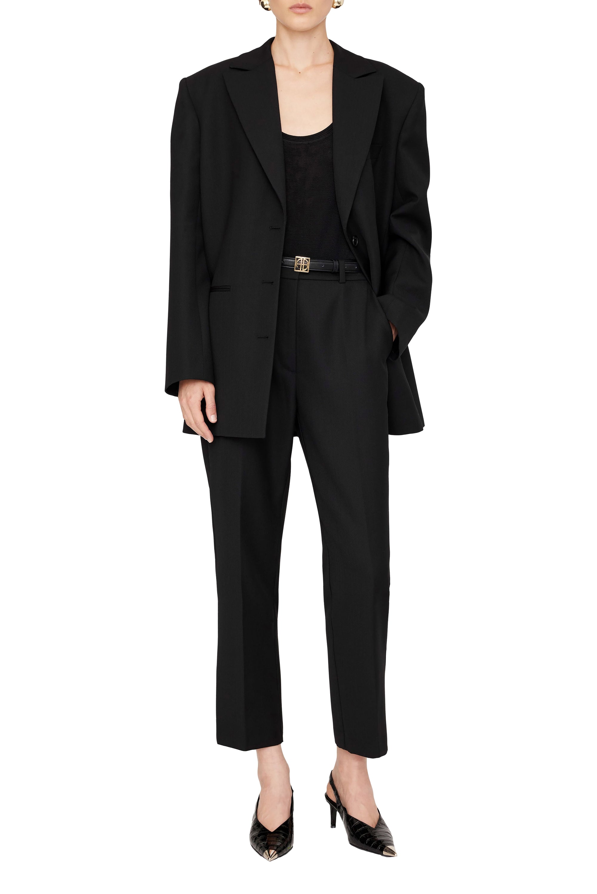 Blaine wool blend high waisted trousers - Black