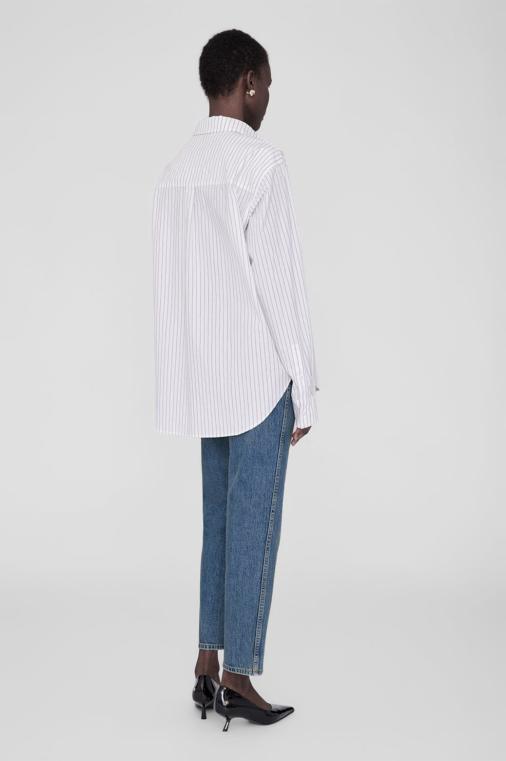 14qty NEW / BRAXTON SHIRT - WHITE AND BORDEAUX MONOGRAM STRIPE