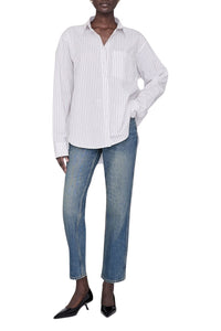 14qty NEW / BRAXTON SHIRT - WHITE AND BORDEAUX MONOGRAM STRIPE