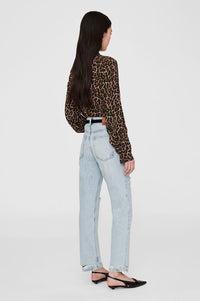 BRIDGET SHIRT - BLACK AND BROWN LEOPARD