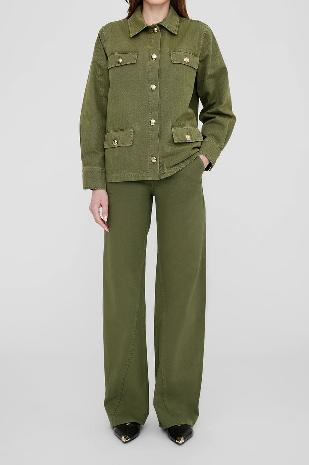 Briley high waist trousers - Army Green