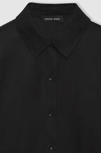 Chemise à manches courtes Bruni en lin mélangé - Black