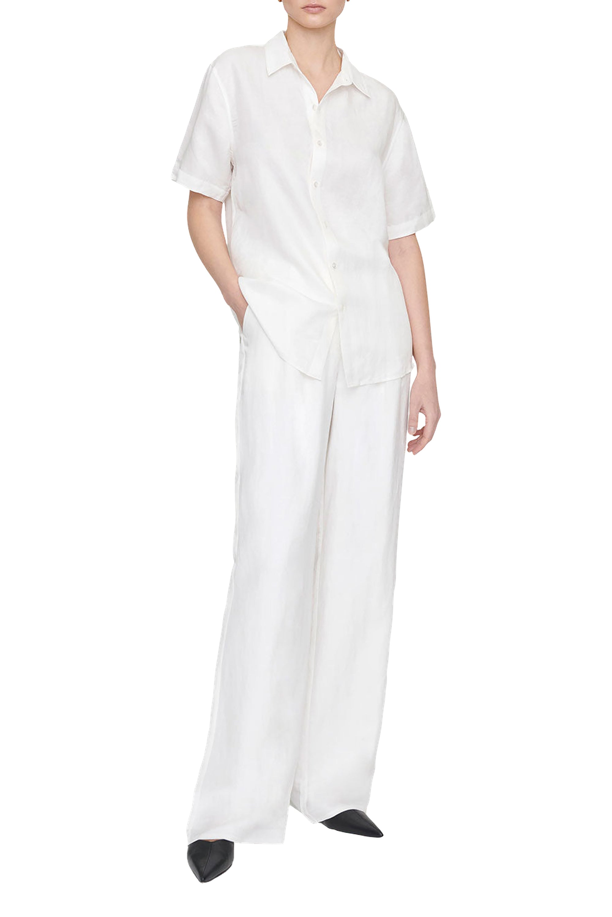 BRUNI SHIRT - WHITE LINEN BLEND