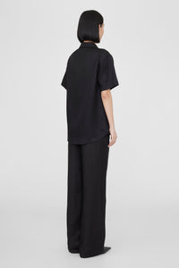 BRUNI SHIRT - BLACK LINEN BLEND